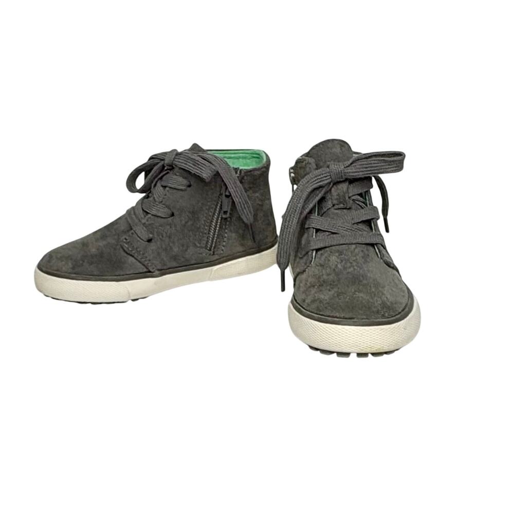 Cat & Jack Faux Suede High Top Boots 9 Gray Toddler Boy Casual Desert Brogan